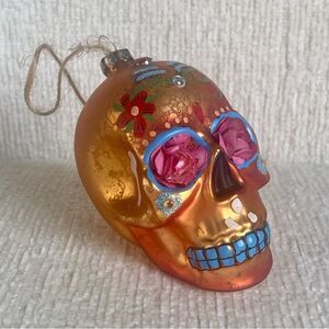 NEW Sugar Skull Glass Ornament